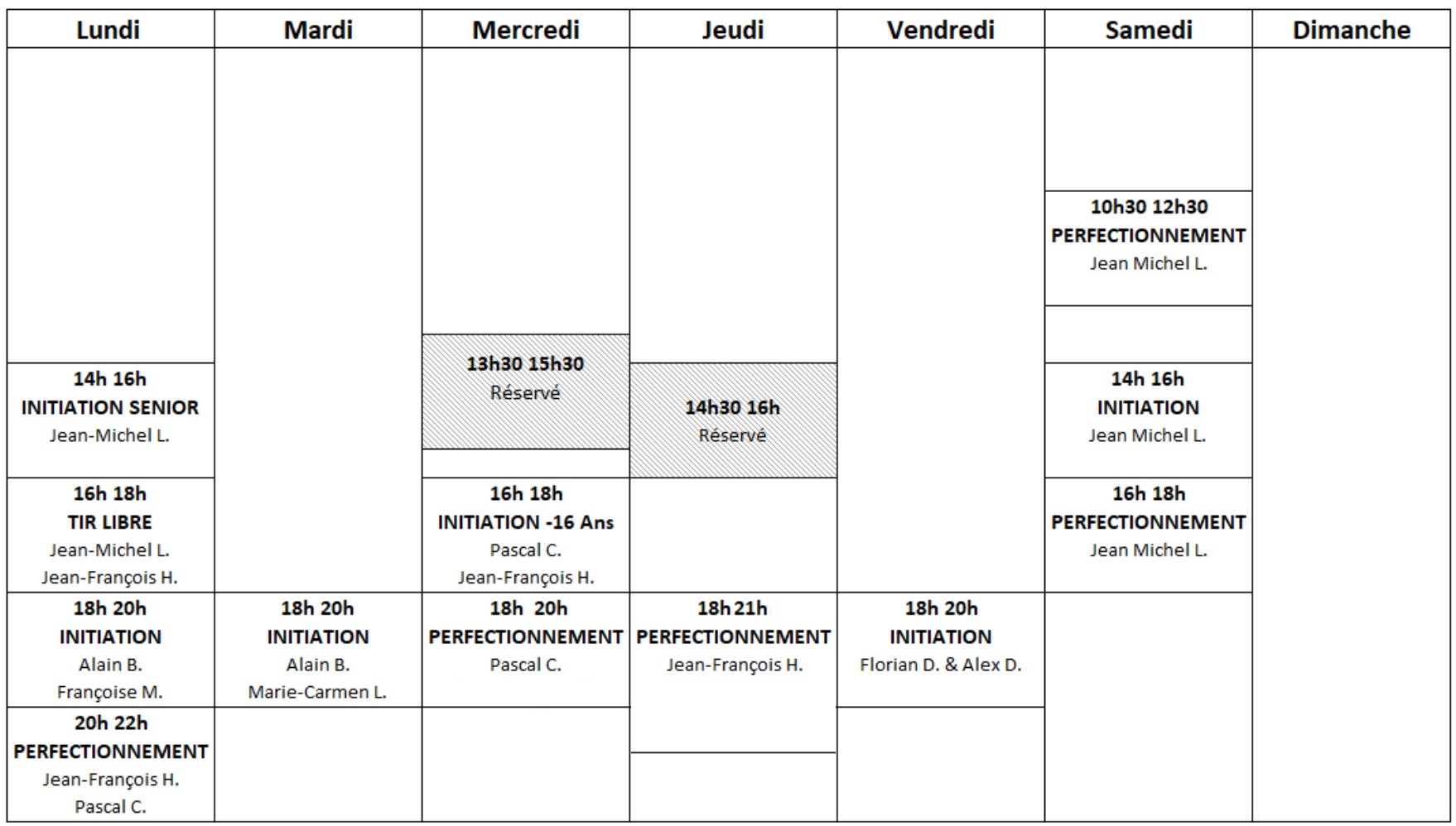 horaires